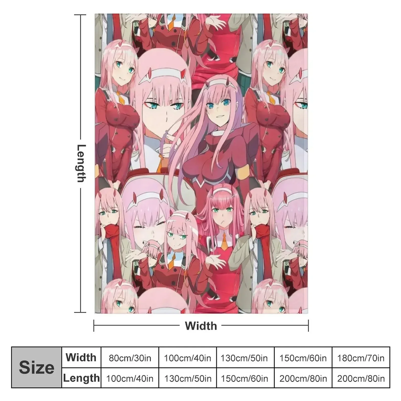 Zero Two Tribute Pattern Throw Blanket funny gift Multi-Purpose Loose halloween Hair christmas decoration Blankets