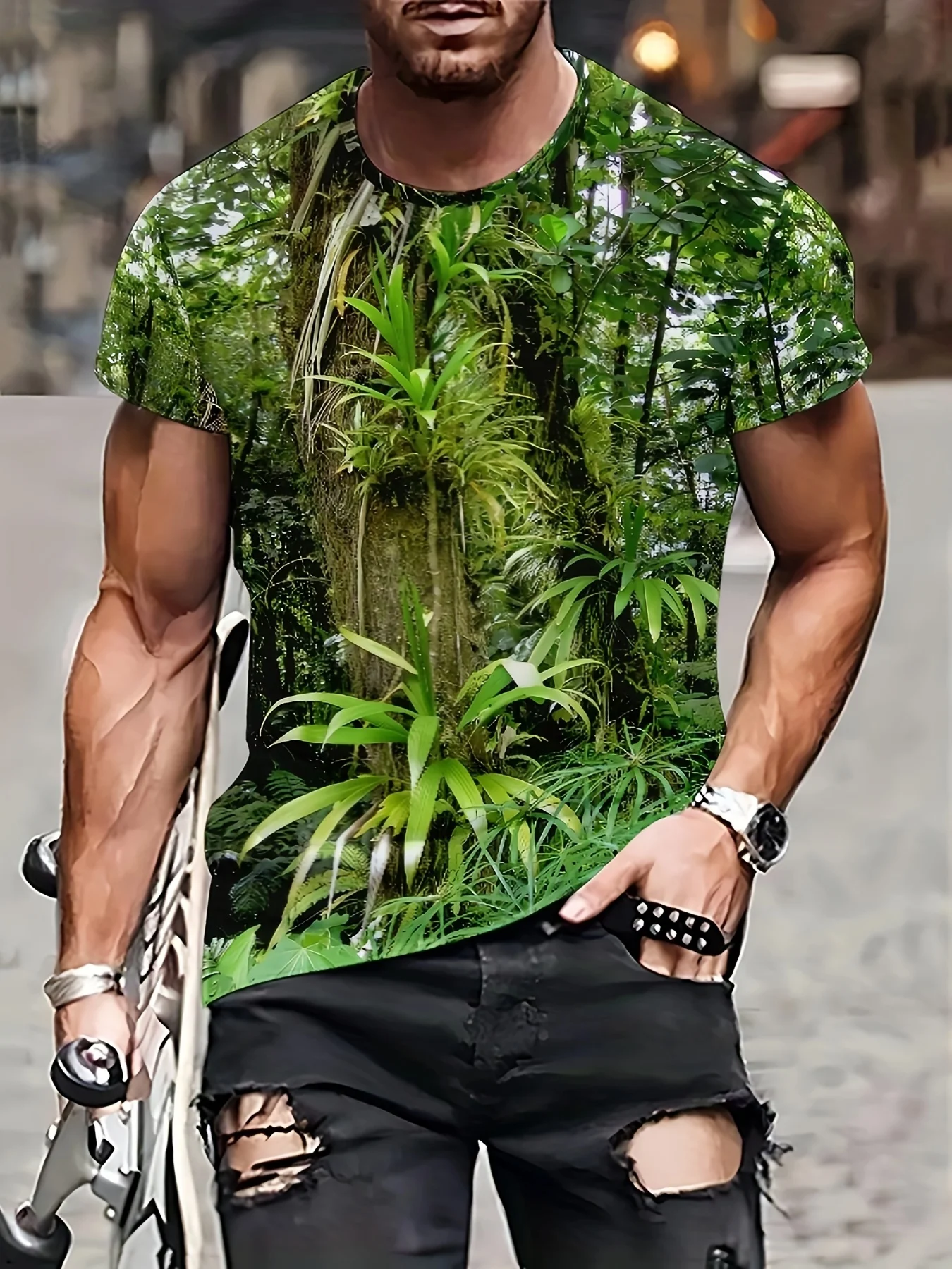 3D Plants Pattern Print Men T-shirt 3D Print Summer Fashion Casual T Shirts Streetwear Men Short Sleeve Tops