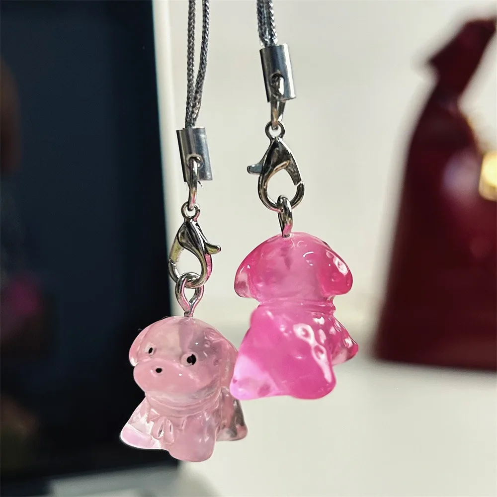 Cute Puppy Phone Lanyard Keychain for Women Clear Dog Pendant Bag Charm Unique Design Kawaii Girl Friend Gift Accessory