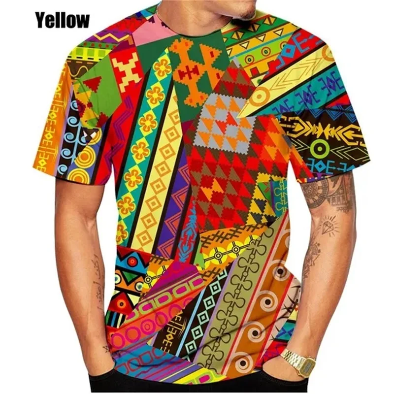 3D Print African Dashiki Ethnic Style Graphic T Shirts For Men Women Short Sleeve Round Neck Tee Tops Men\'s Oversized Tshirt