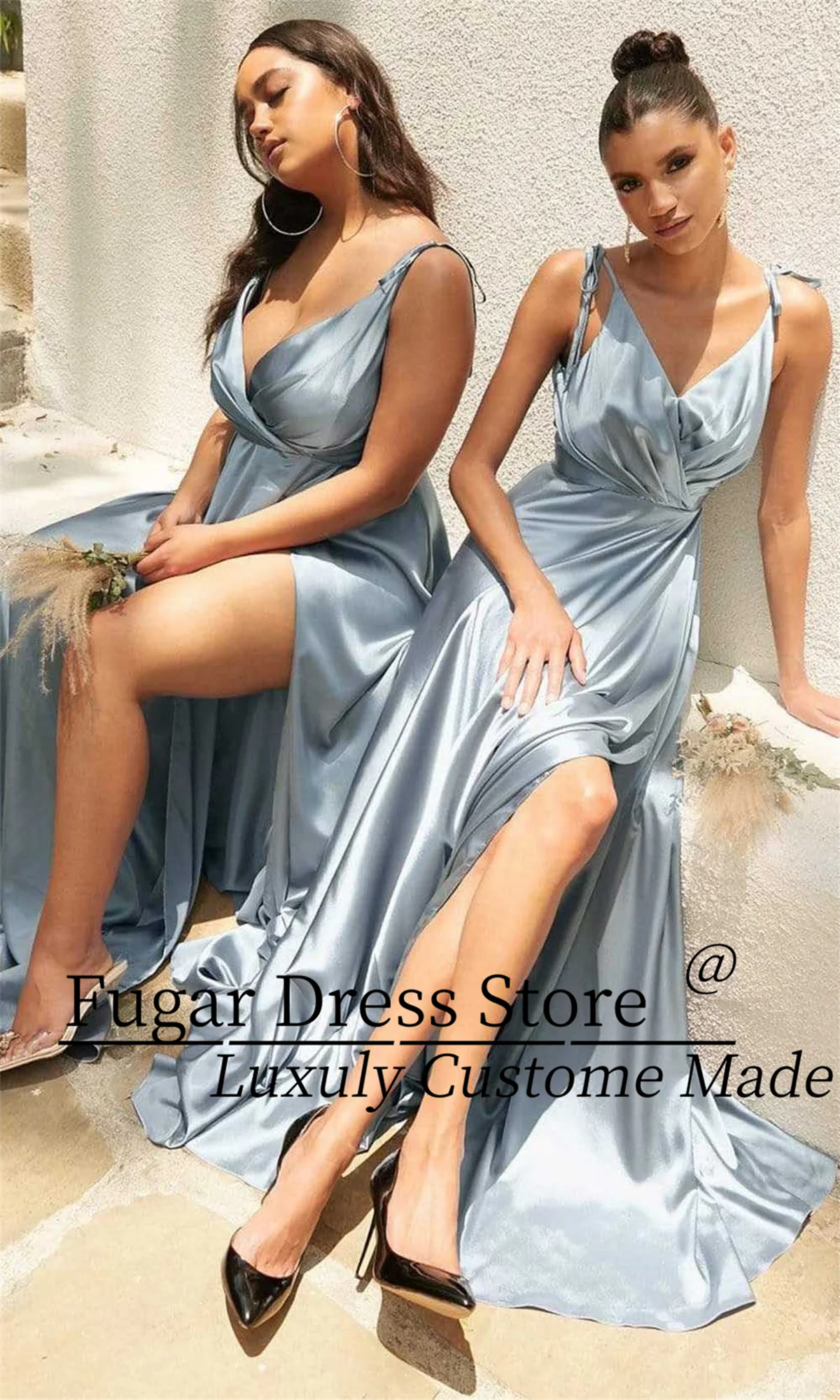 

TIANTIAN Custome Wrap Bodice V-образный вырез сзади на молнии с высоким разрезом и скользящим шлейфом Вечерние платья для выпускного вечера robes de soirée