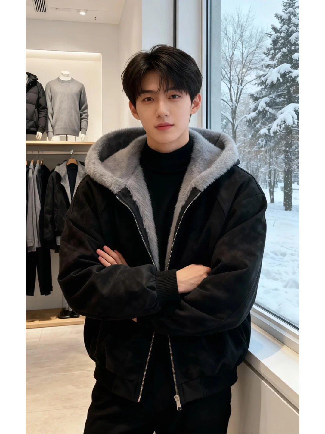 

Мужская зимняя теплая куртка из американской кожи с флисовой подкладкой и капюшоном, высококачественная хлопковая одежда