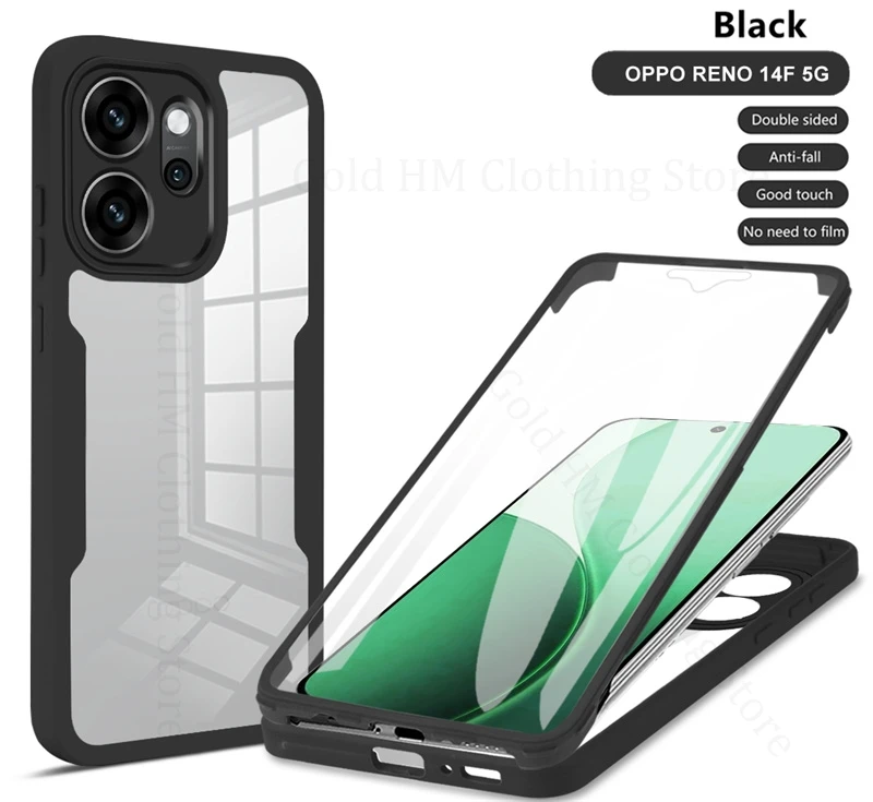 

2 in 1 Hybrid Transparent Phone Case For Oppo Reno14 13 Pro 5G Candy Silicone Screen Protection Cover For Reno 13 14 Pro reno12F