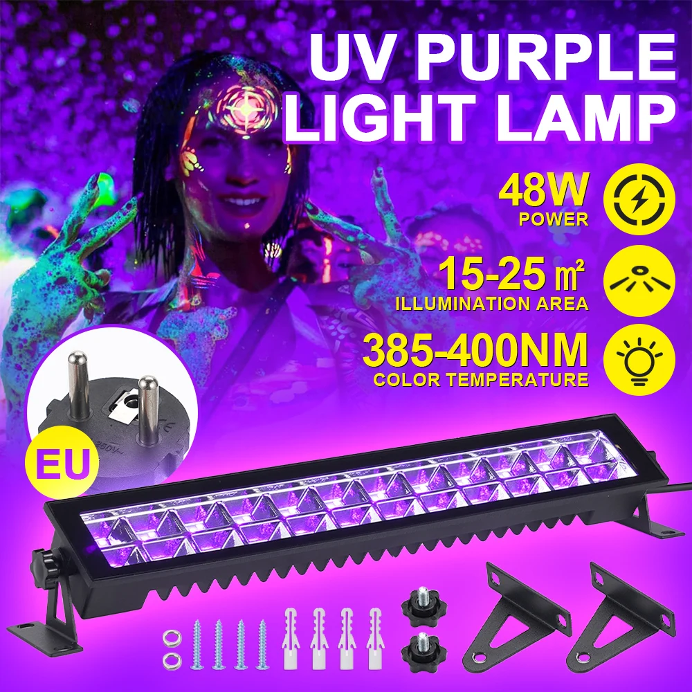 48-led-uvブラックライト-アルミ製-ip66防水-385~400nm-120度ランプ-屋外ハロウィン蛍光壁装飾用