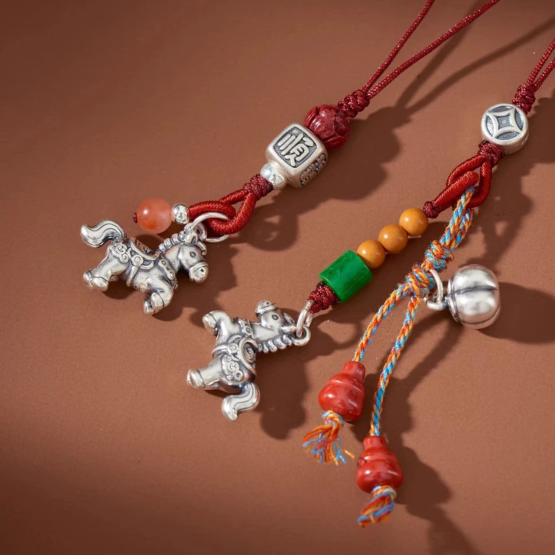 

2026 новый стиль, стерлинговое серебро, кулон со знаком зодиака, лошадь, подвеска для телефона, USB-флеш-накопитель, сумка, аксессуар, подарок на Новый год