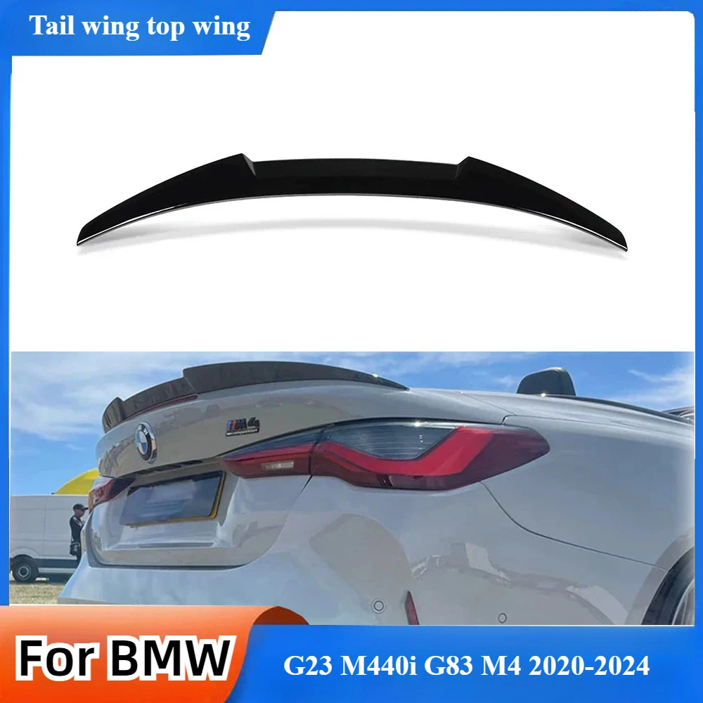 For BMW G23 M440i G83 M4 Convertible 2020-2024 M4 High Quality ABS Style Car Rear Spoiler Wing Glossy Black Carbon Fiber Look