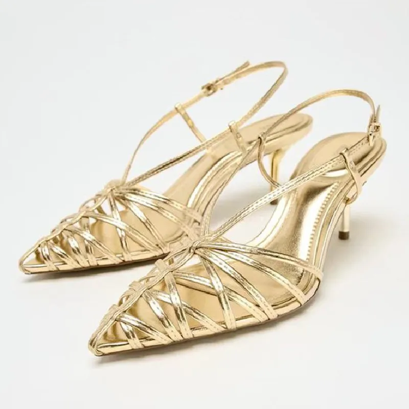 

Luxury Women Shoe Fashion Pointed Tip Roman Sandals for Woman Elegant Hollow Out High Heeled Sandal Designer Shoes Zapatos Mujer