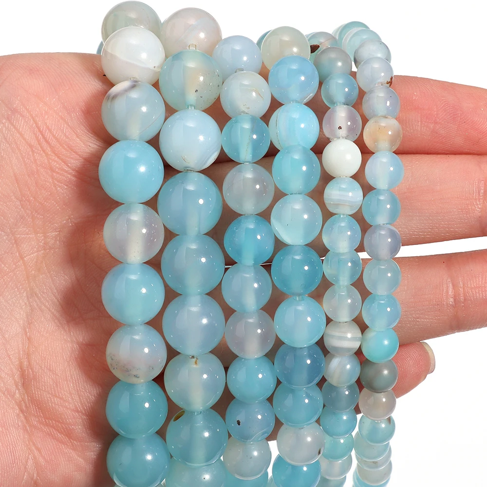 1 Strand Twisted Agate Mint Color Stone Beads Round Natural Stone Loose Beads DIY Jewelry Necklace Bracelet Pendant Accessories