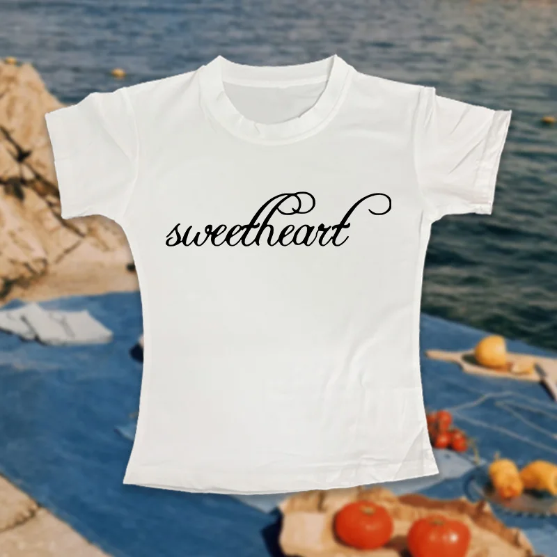 Goth Ästhetische Y2K Top frauen Crop Top Sexy Schlank Chic Grafik Druck Casual Kurzarm T-shirt Grunge Punk Weibliche Streetwear