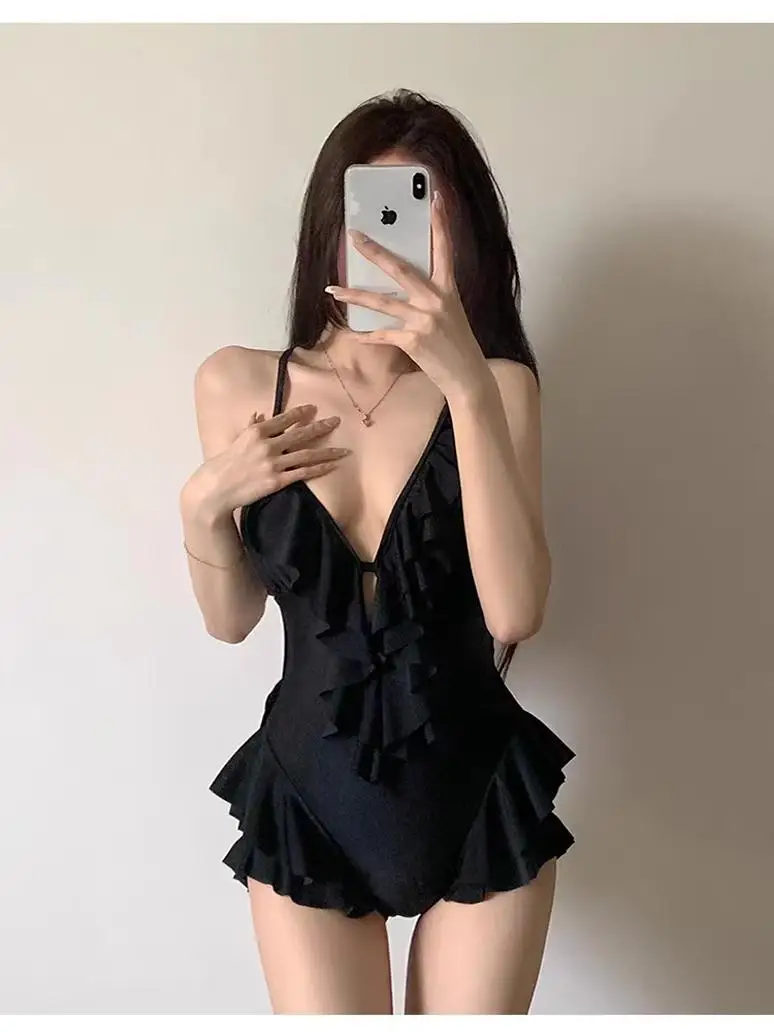 

Bla Deep V Ne Bikini Thermal Spring Swimsuit Dr Sle with Chest Pad Svel Casual Swimming Costume Sexy