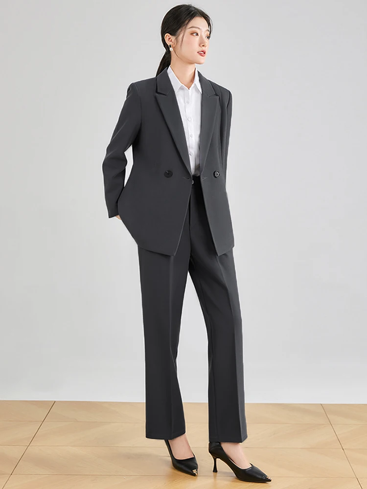 

Plus Size Women's Fall and Winter Casual Commuter suit jacket High Waisted Straight Trousers Two Piece Set 2024 New model large