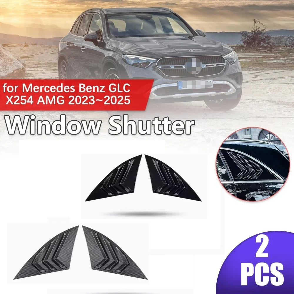 

For Mercedes Benz GLC X254 300 AMG 2023~2025 Carbon Fiber Rear Side Window ABS Louvers Triangular Sticker Accessorie Car Shutter