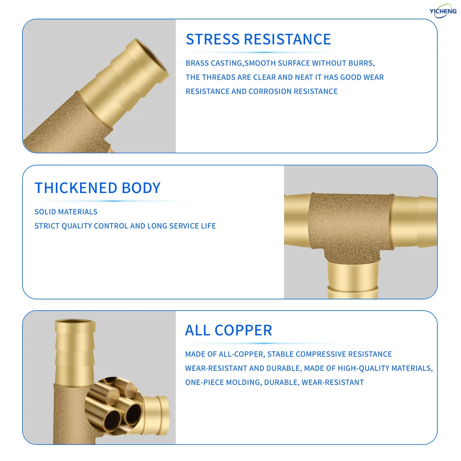 10 Uds 6mm-12mm OD Unión en forma de T empalmador de púas accesorio de manguera de latón ensamblador de mendigo