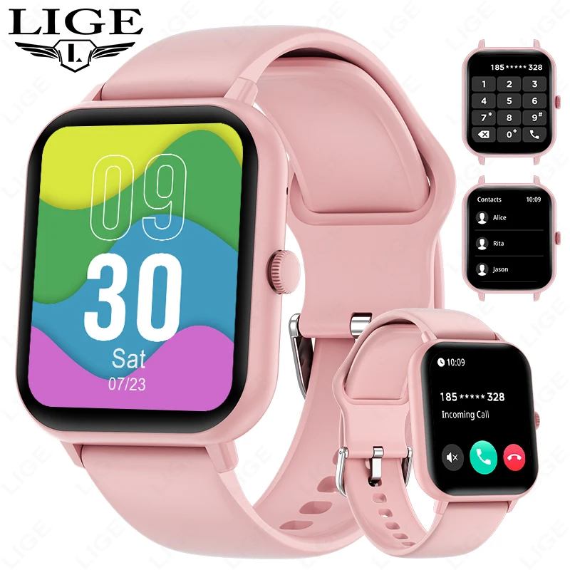 LIGE Smart Uhr Für Frauen Bluetooth Anruf Wasserdichte Uhren Sport Fitness Tracker Gesundheit