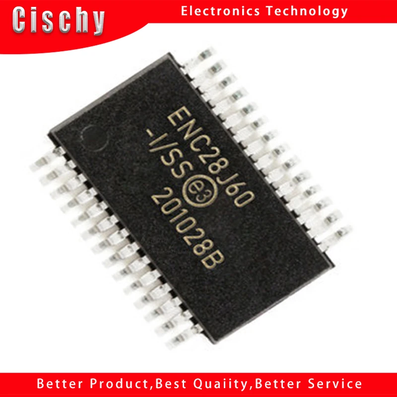 

1pcs/lot ENC28J60-I/SS ENC28J60 SPI Interface Ethernet controller chip package ENC28J60/SS SSOP-28 In Stock