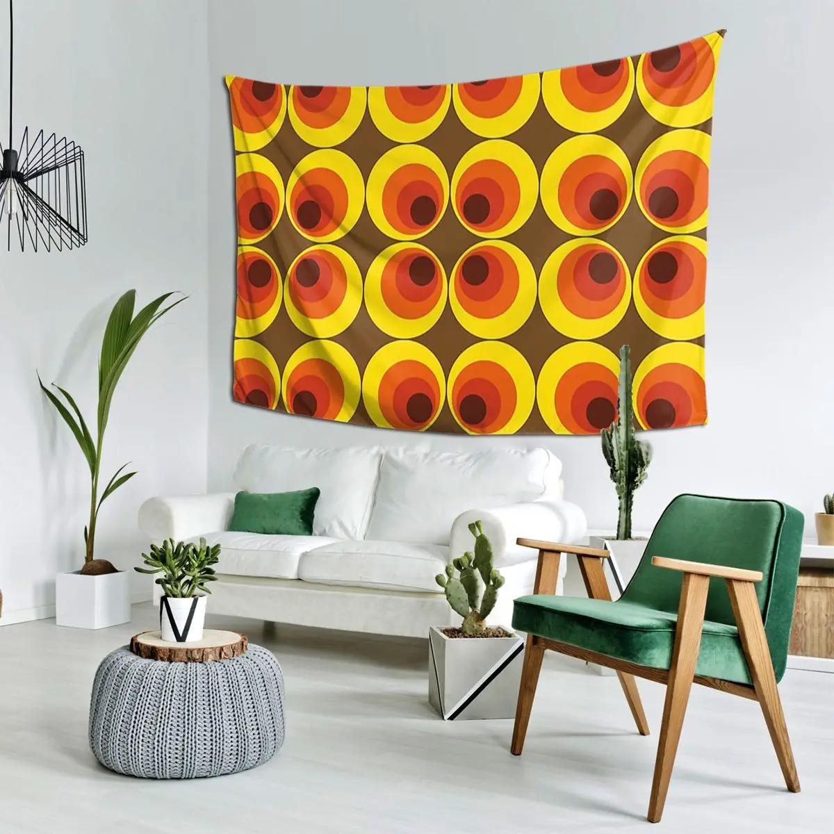 70s, 80s Funky Vintage Circle Pattern Tapestry Funny Wall Hanging Aesthetic Home Decoration Tapestries for Living Room Bedroom