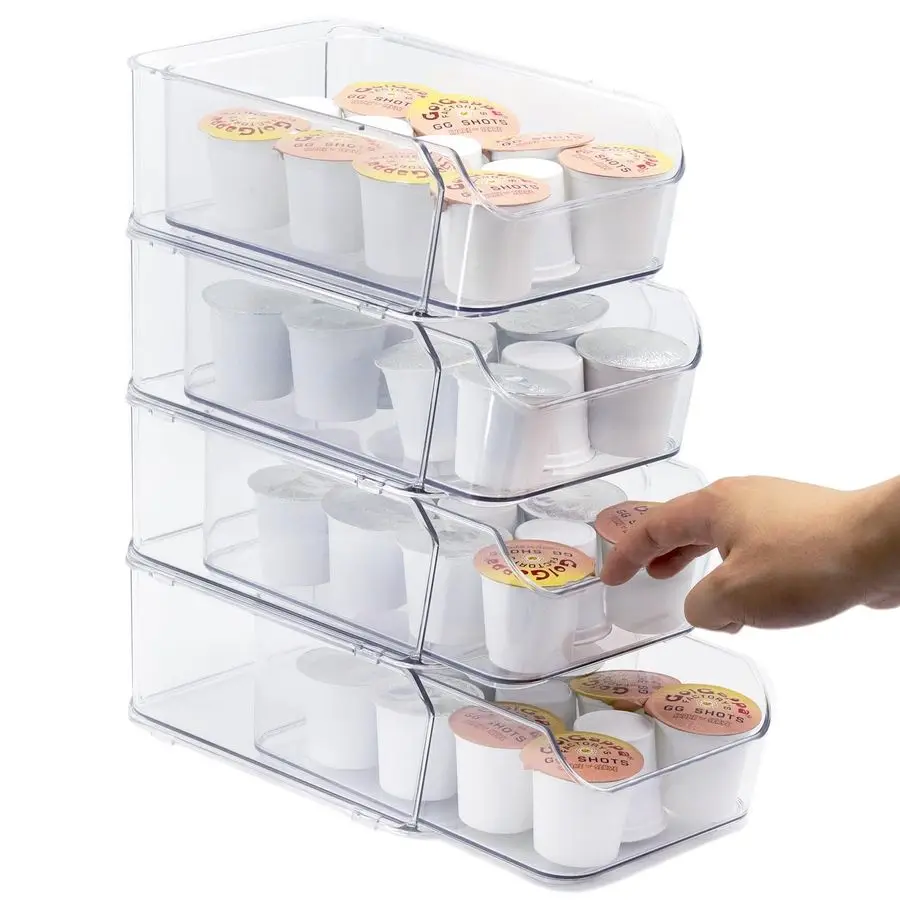 

Держатель для кофейных капсул на столешницу, прозрачный выдвижной ящик для капсул K-Cup, органайзер для хранения кофейных капсул, совместимый с Nespresso