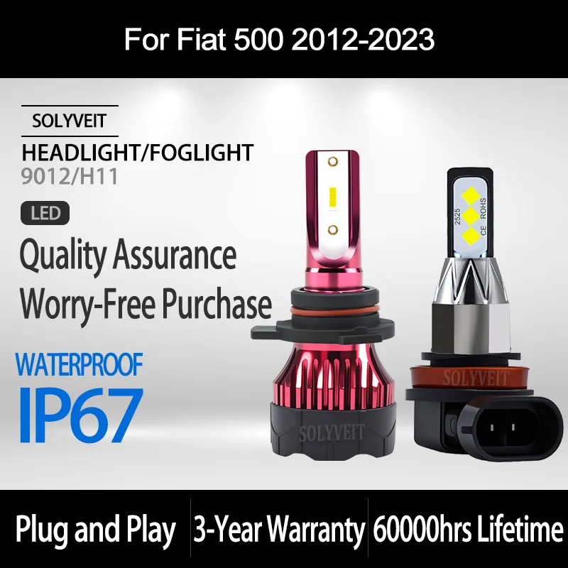 

Clear Night Vision Waterproof IP67 9012 H11 LED HEADLIGHT FOGLIGHT FOR Fiat 500 2012-2016 2017 2018 2019 2020 2021 2022 2023