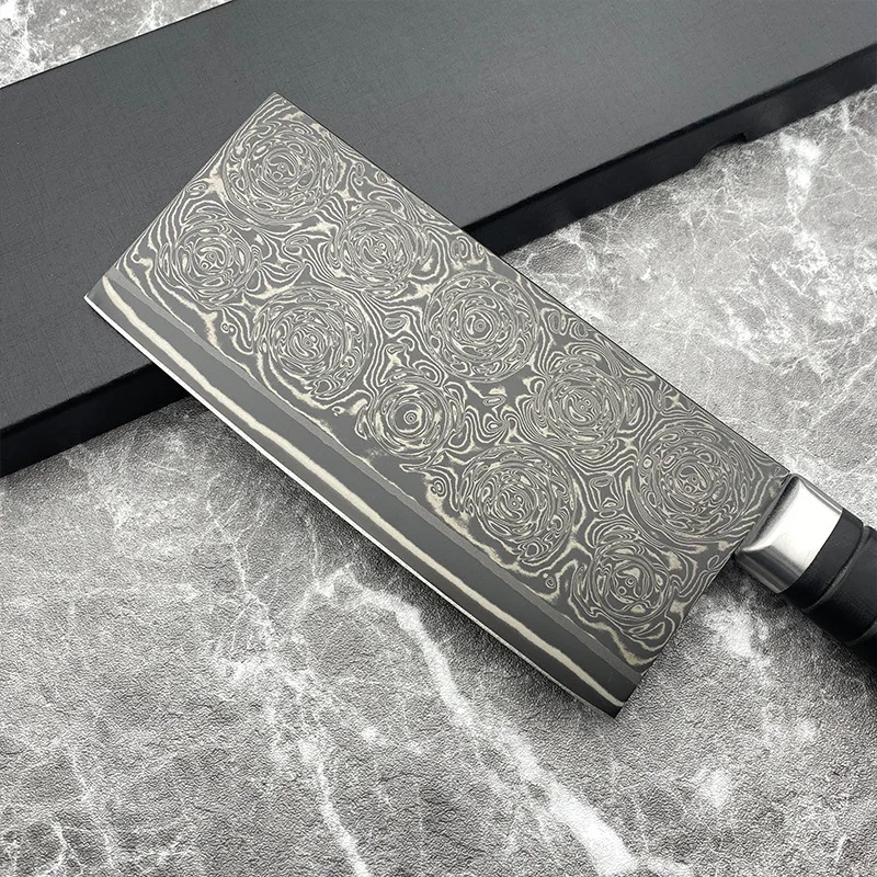 RHON 7.5inch Cleaver Knife Damascus Steel Welding S35VN Blade Chinese Chef Kitchen Utility Meat Slicing Vegetable Cutting Knives