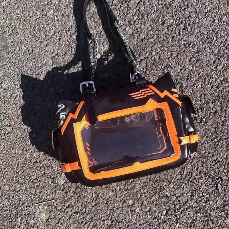 Bloom Large Capacity Mechanical Meow Itabag Women Versatile Transparent Shoulder Bags Ladies Haruku Leather Pain Bag 2025