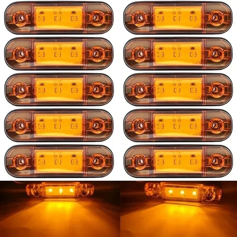

12V 24V for Warning Light 3 LED Light Oval Clearance Trailer Truck Orange Yellow Truck 10PCS LED Side Marker Lamp Lorry