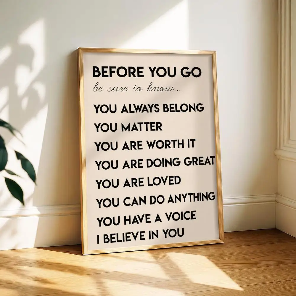 Daily Affirmation Collection Painting Calligraphy Canvas Poster Art for Bedroom Living Room Home Decor Wall Decoration Decals