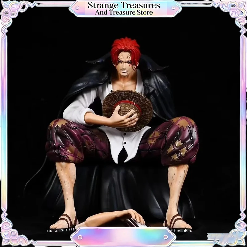 

New One Piece King Gk Anime Statue Model Red Hair Four Kings Shanks Bt Sitting Posture Collectible 17cm Ornament Action Figure
