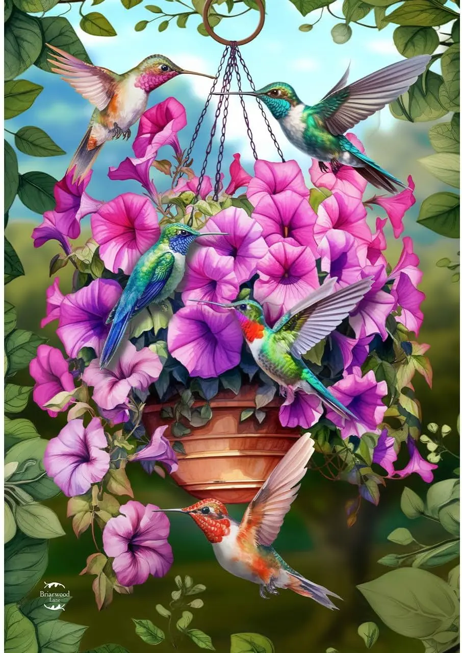 Briarwood Lane Hummingbirds and Petunias House Flag YYD EEZ