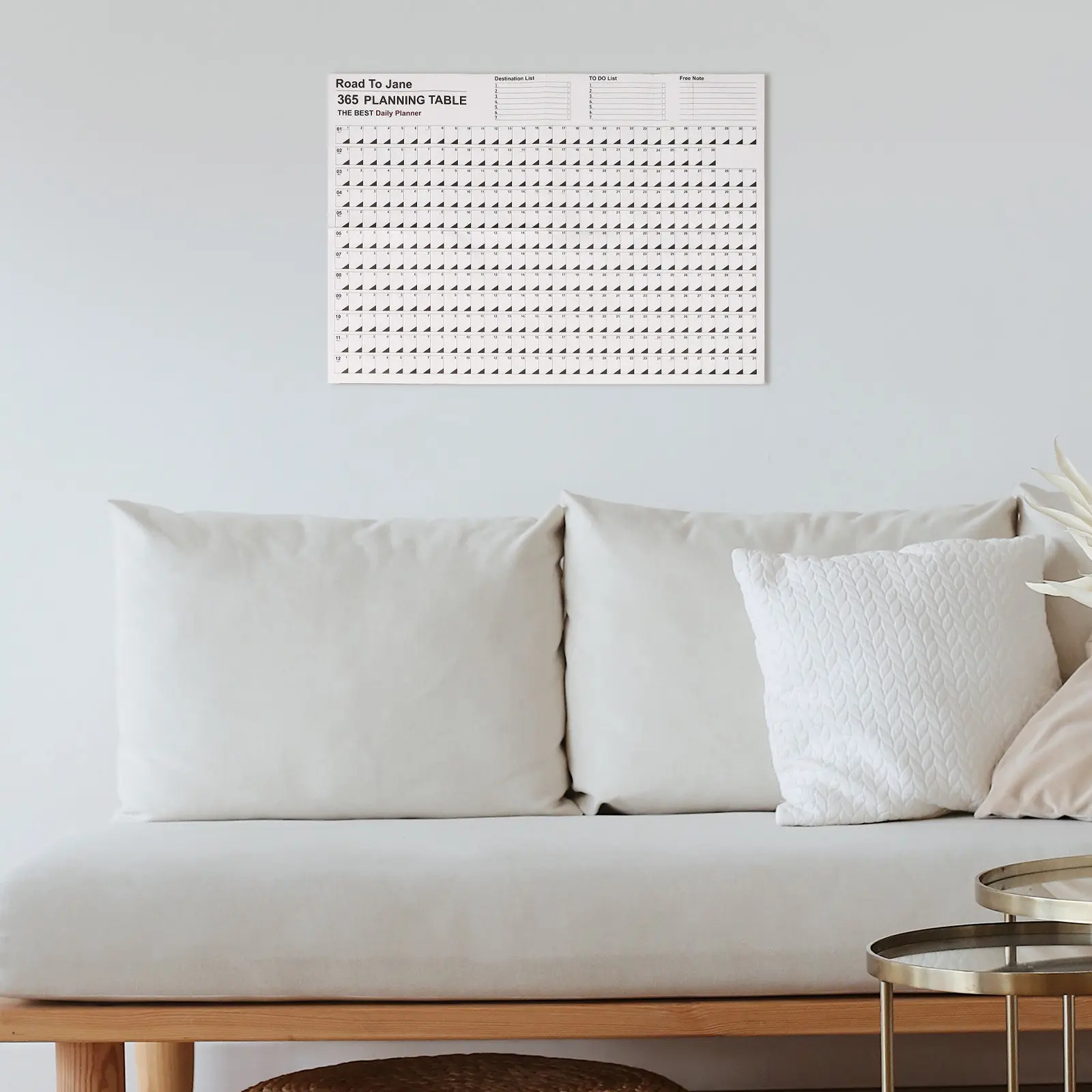 

2Pcs Wall Calendar Decorative Yearly Planner Hanging Calendar Daily Schedule Organizer Office Home Memo Writing Space