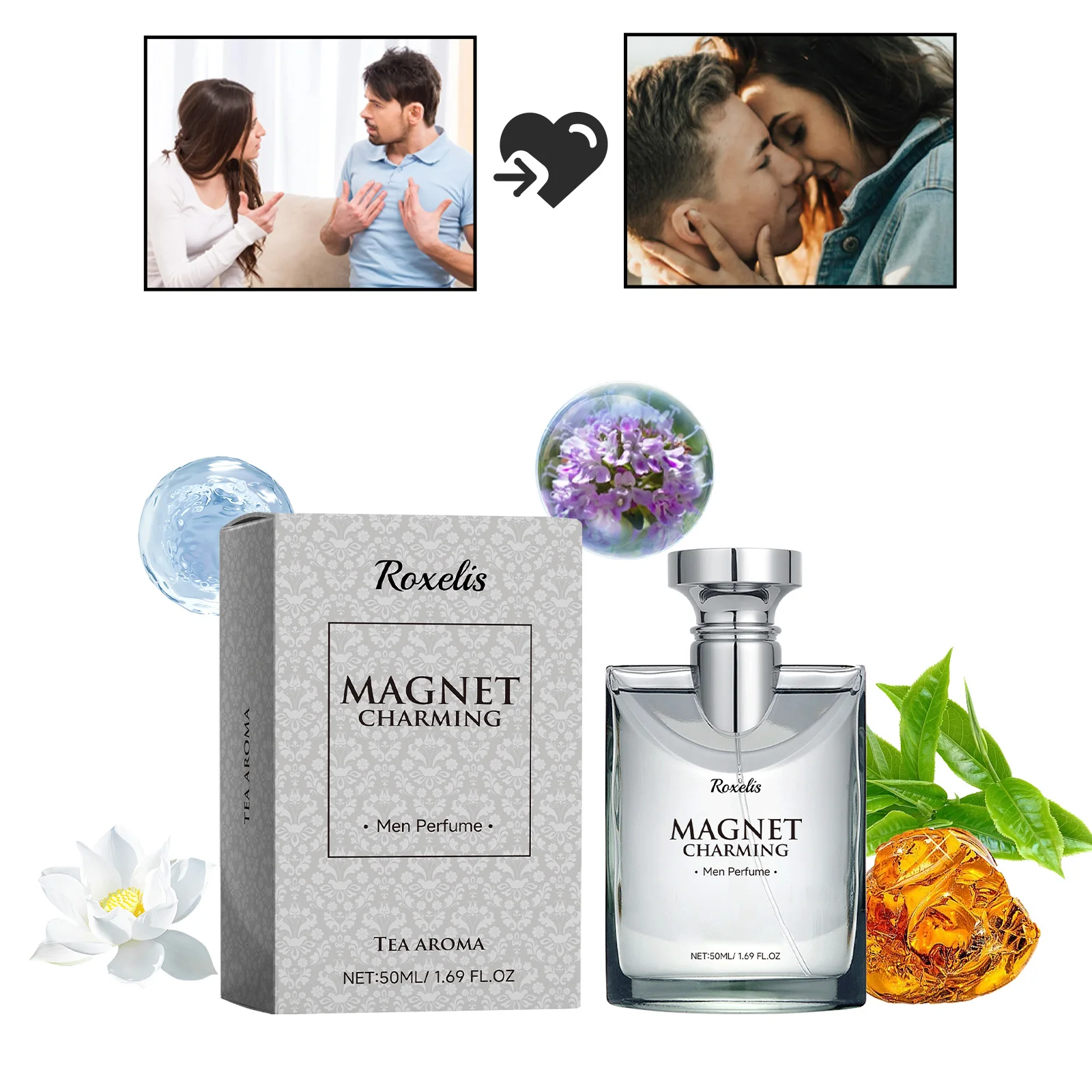 ROXELIS Magnet Charming Men Perfume Fresh Perfume For Men Date, Office, Various Occasions Resh Perfume For Men 1.69 oz