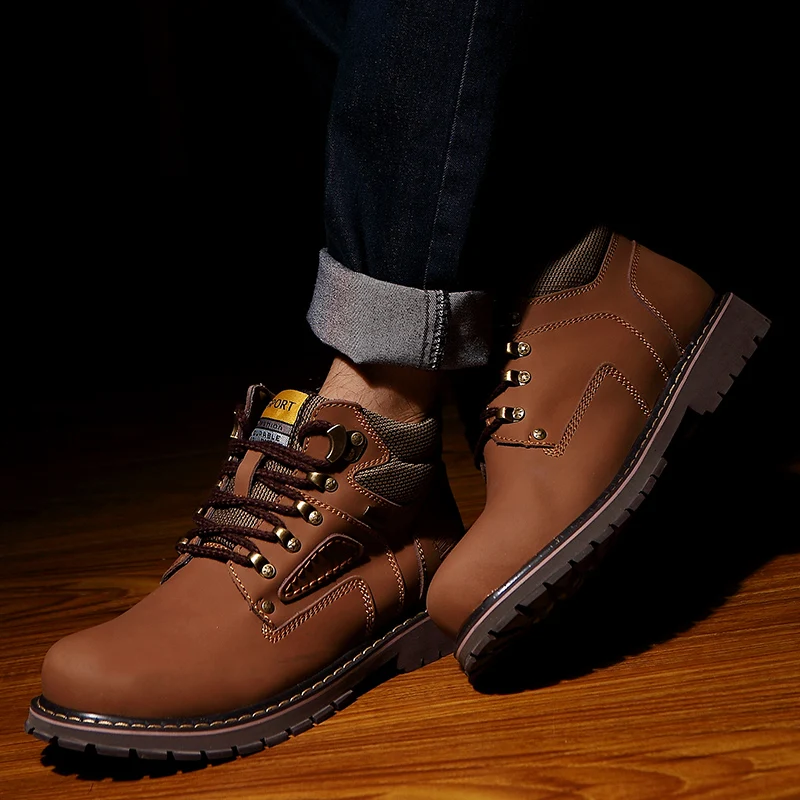 أحذية المشي لمسافات طويلة الرجال أحذية الصيد مقاوم للماء التكتيكية الصحراء القتالية حذاء من الجلد حذاء ارتحال النساء العمل الجلود المشي أحذية رياضية