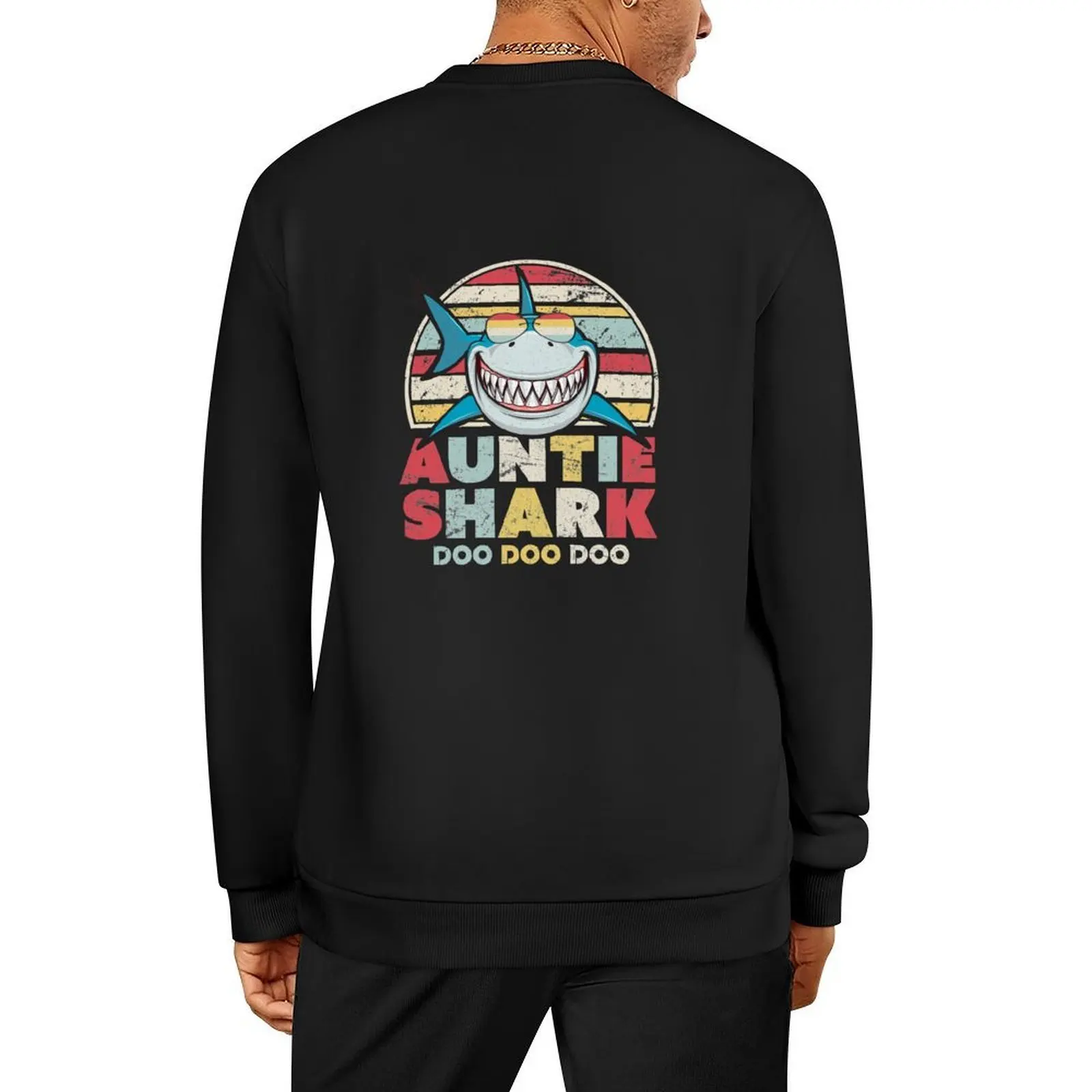 Auntie Shark Print. Doo Doo Doo Tee. Pullover mens clothing mens clothes autumn new products men's clothes oversize sweatshirts