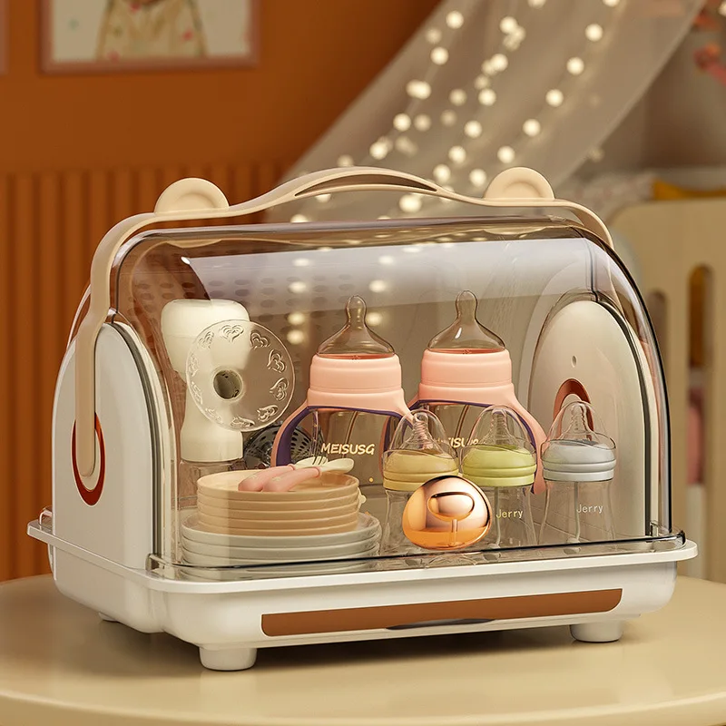 

Food Grade Baby Bottle Organizer 6-Bottle Storage Box with Locking Lid, Breastfeeding & Formula Dispenser for Countertop/Fridge