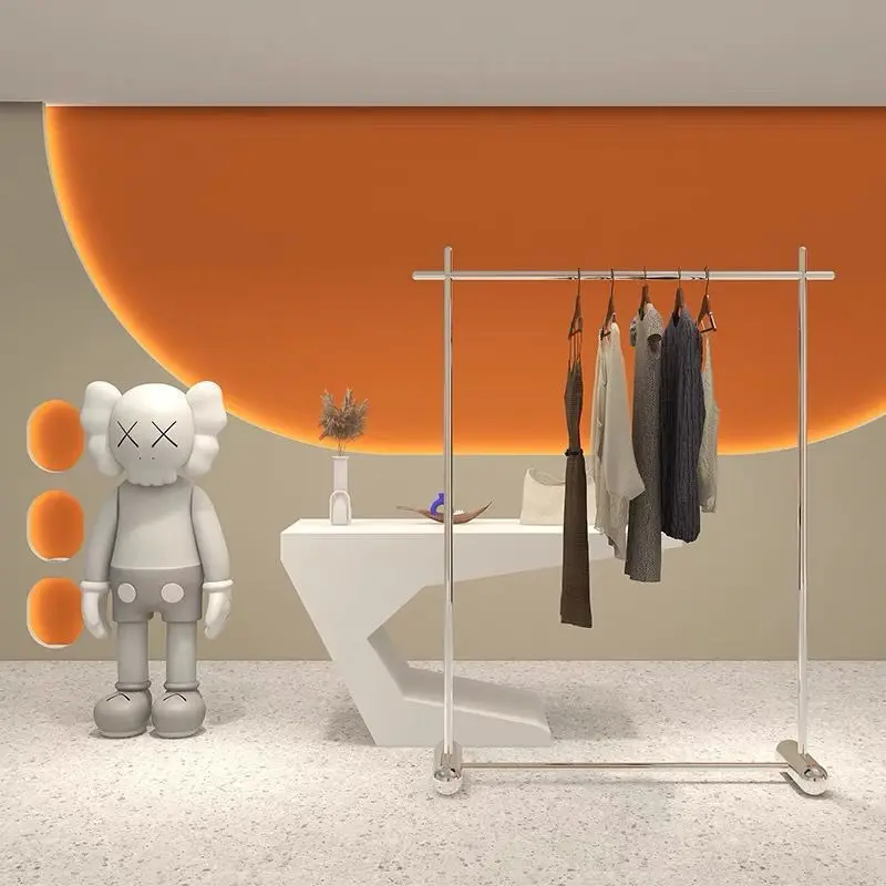 Clothing store display rack Stainless steel display rack Floor-to-ceiling hanger Women's clothing hanger Floor-to-ceiling