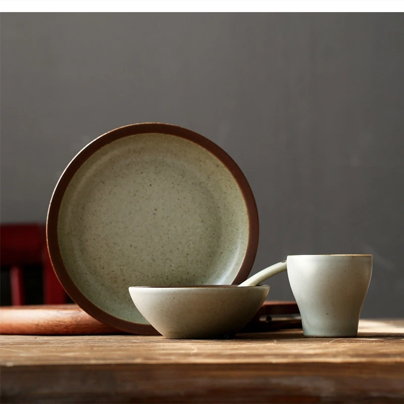 

Посуда для одного человека, керамическая подходящая ложка, каменная посуда, 4-комплект принадлежностей для ужина и отеля