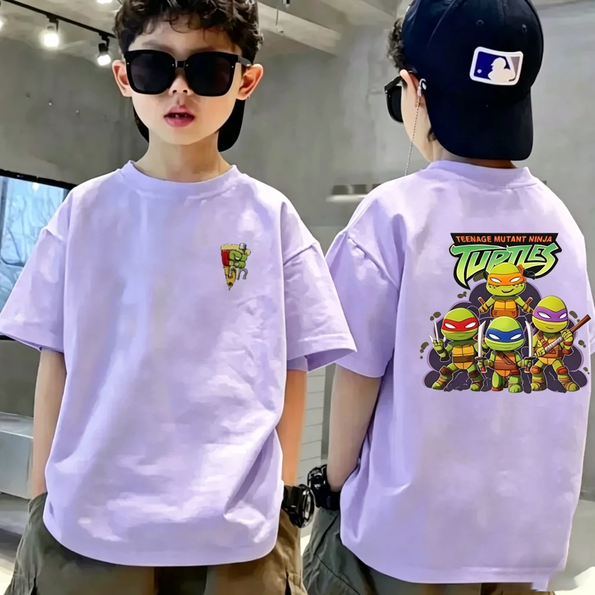 Spring and Summer Latest Nick Ninja Turtles Cartoon 100% Cotton T-Shirt for Boys and Girls - High-Quality Shirt
