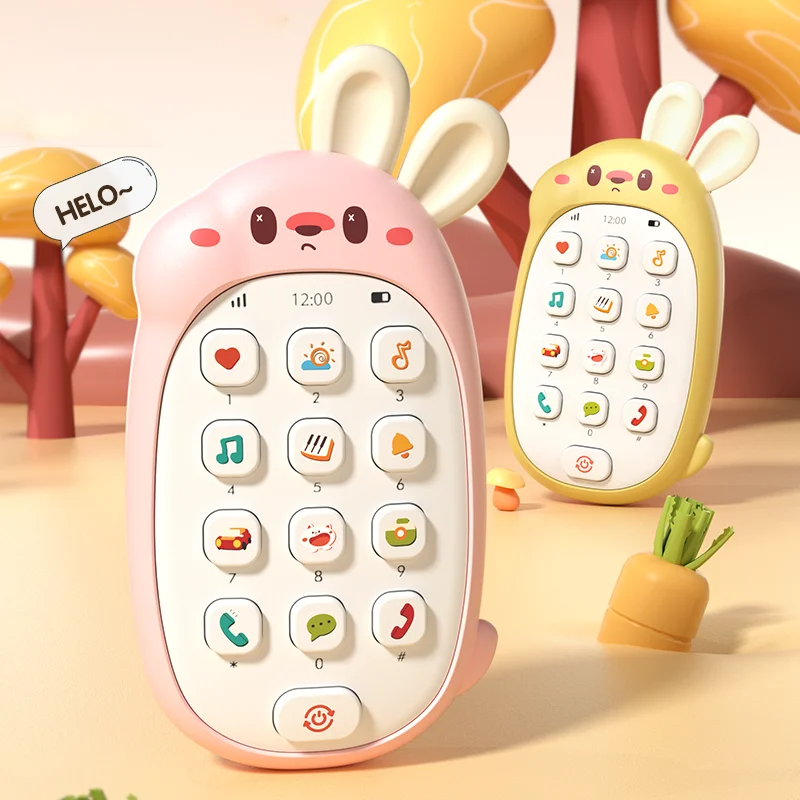 Children's rabbit toys mobile phones baby chewable puzzle multifunctional music phone male and female without battery