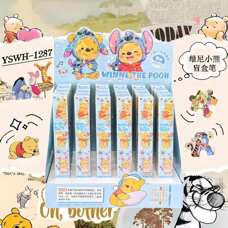 

24 шт., гелевая ручка Disney Winnie The Pooh, милая мультяшная ручка 0,5 мм, черная ручка для вывески, независимая упаковка, студенческие канцелярские товары, оптовая продажа