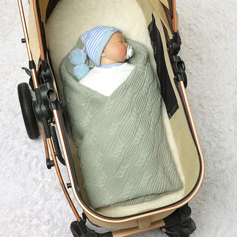 Baby Babydekens 90*70Cm Gebreid Pasgeboren Meisje Jongens Kinderwagen Swaddle Slaappeuter Bed Quilt Superzachte Stevige Hoezen