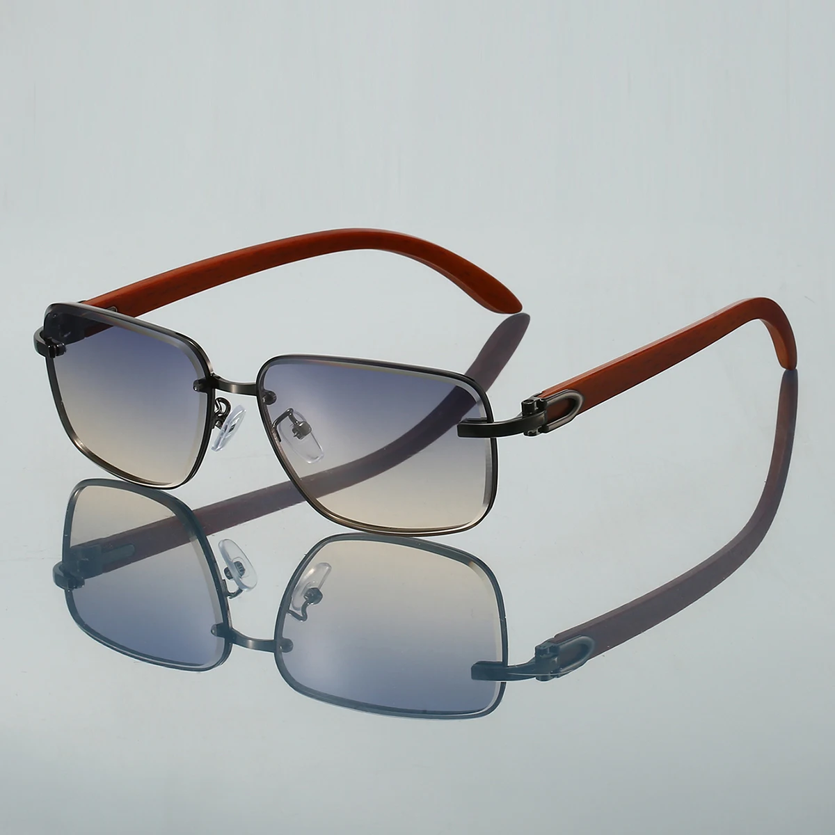 

KAMMPT Square Rimless Sunglasses 2024 New Fashion Gradient Multi-color Shades Trendy Vintage Luxury Brand Design Sun Glasses
