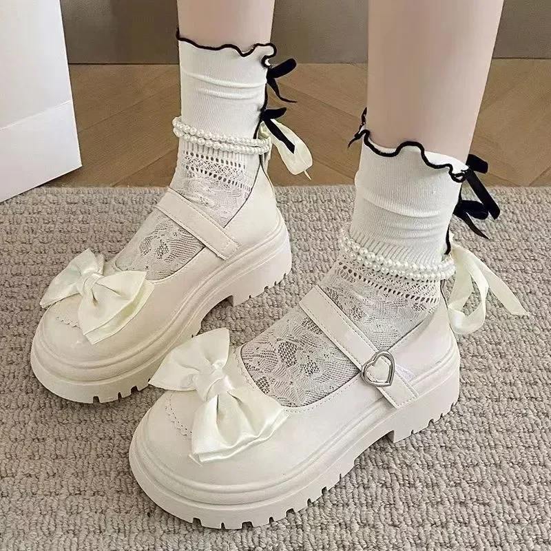 Women's Casual Kawaii Shoes New  Pearl Chain Mary Jane Women's Shoes Fashion Versatile Lolita Loafers Outdoor Sandals 2025 Hot