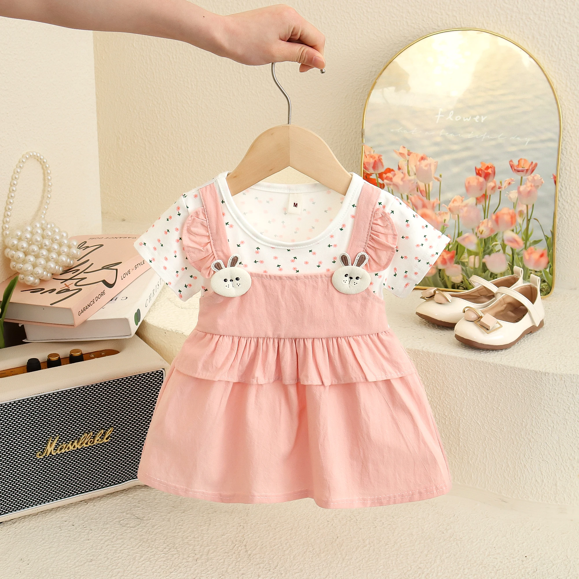 6 Months -2 Years Old Summer New Baby Girl Dress Cute Floral Comfortable Daily Outdoor Wear Sweet Baby Short Sleeved Dress