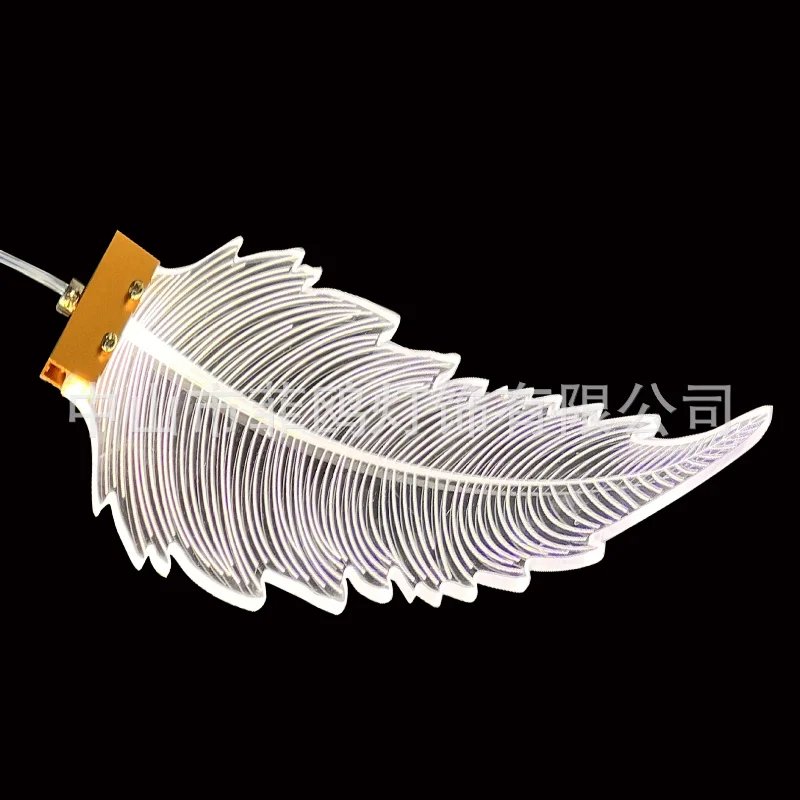 

New wedding acrylic feather chandelier hotel wedding hall ceiling romantic leaf decorative lamp wedding banquet props