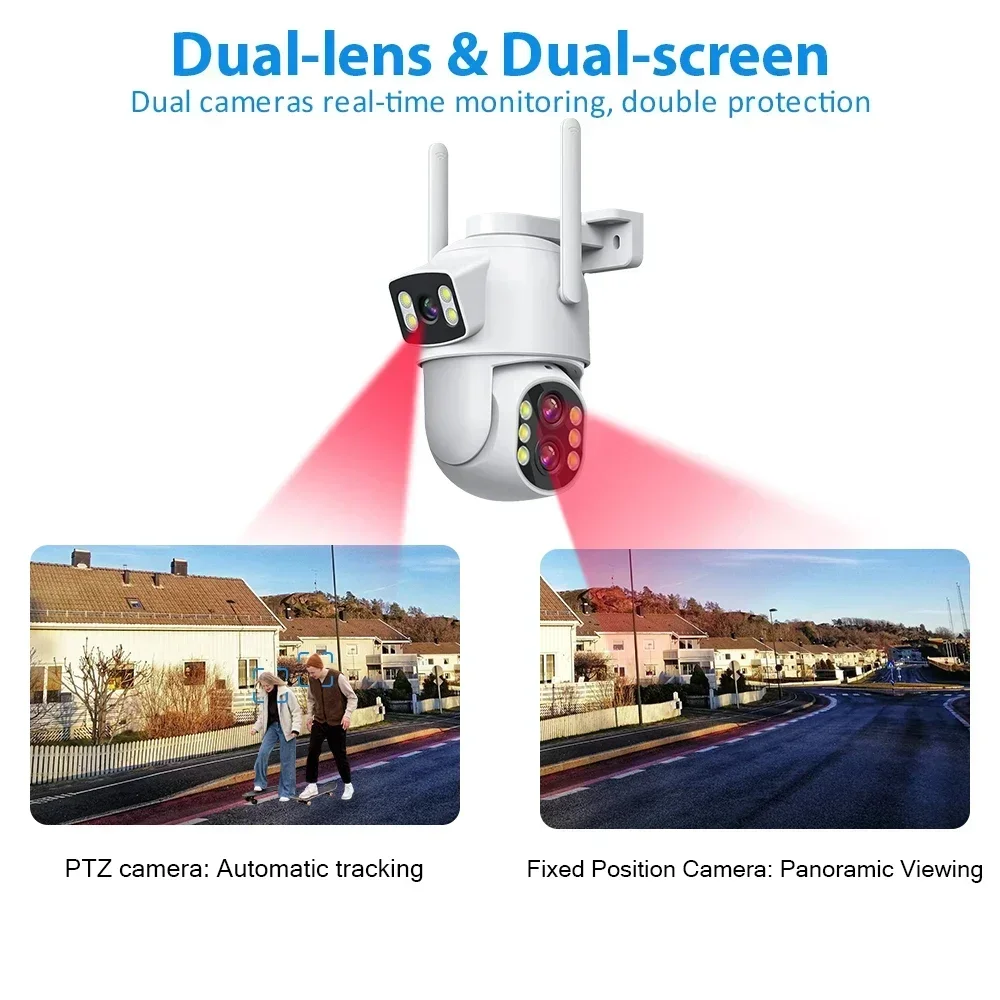 6MP WiFi Outdoor Camera-12MP Resolution, Triple Lens, Dual Screens, Auto-Tracking CCTV Surveillance Camera for Enhanced Security