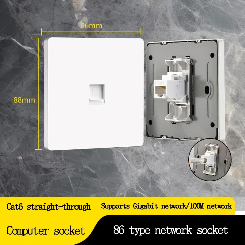 86 Type Cat6 Network Cable Socket Panel Dual Computer Socket, Category 7 Network Broadband Gigabit Network Port Socket Panel