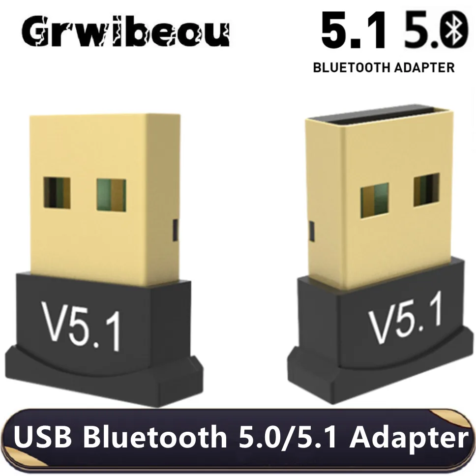 Grwibeou USB Bluetooth 5.1 5.0 Dongle Adaptor untuk PC Speaker Nirkabel Mouse Keyboard Musik Audio Bluetooth Penerima Pemancar