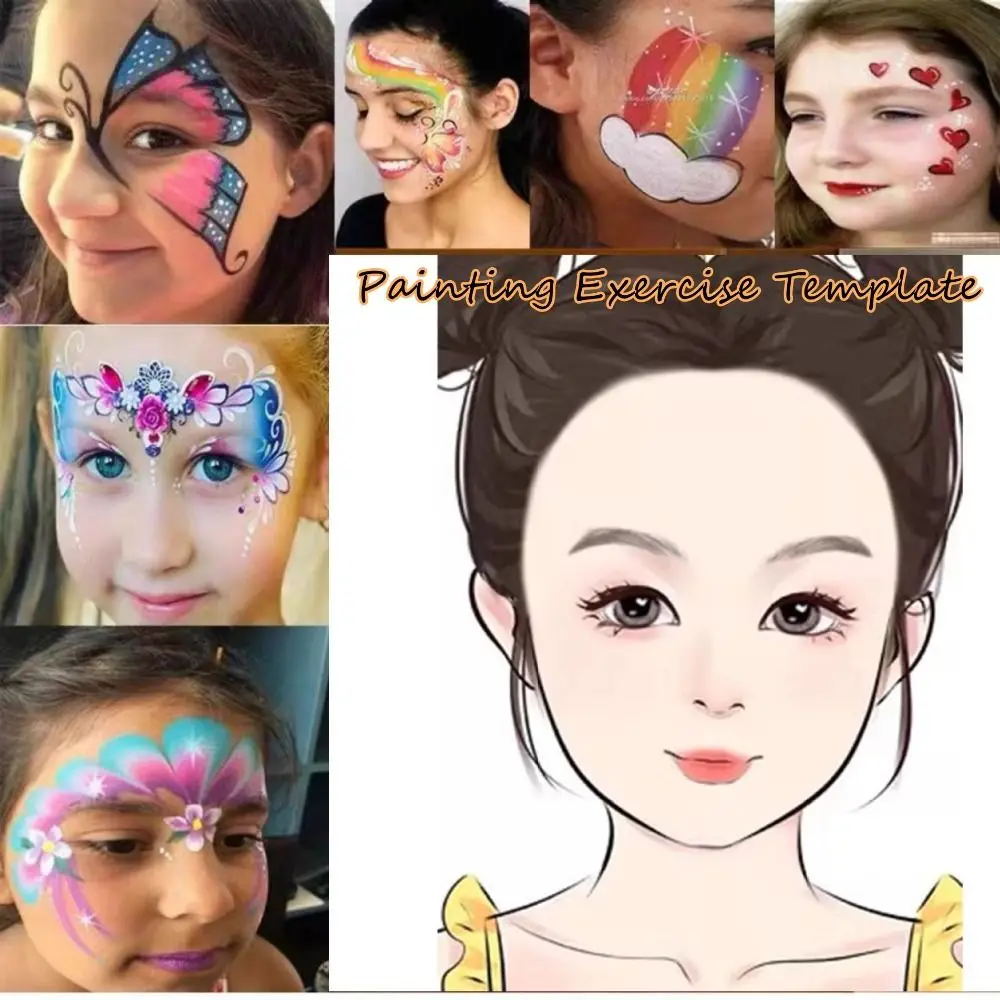 Plantilla de práctica de pintura de maquillaje reutilizable, tablero de plantilla de pintura facial atractiva para principiantes y niños