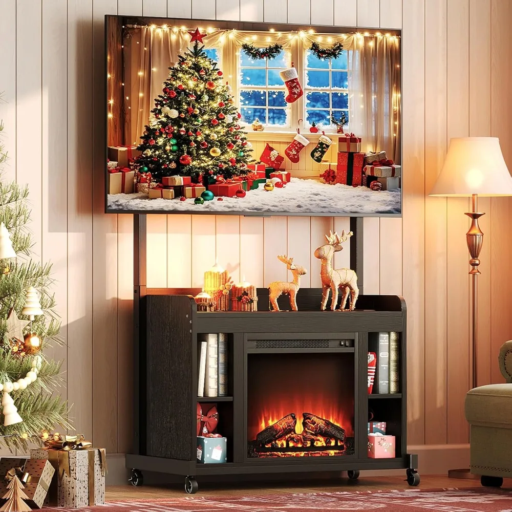 

Угловая подставка под телевизор для телевизоров диаметром 45–75 дюймов с креплением, развлекательным центром с розеткой и электрическим камином