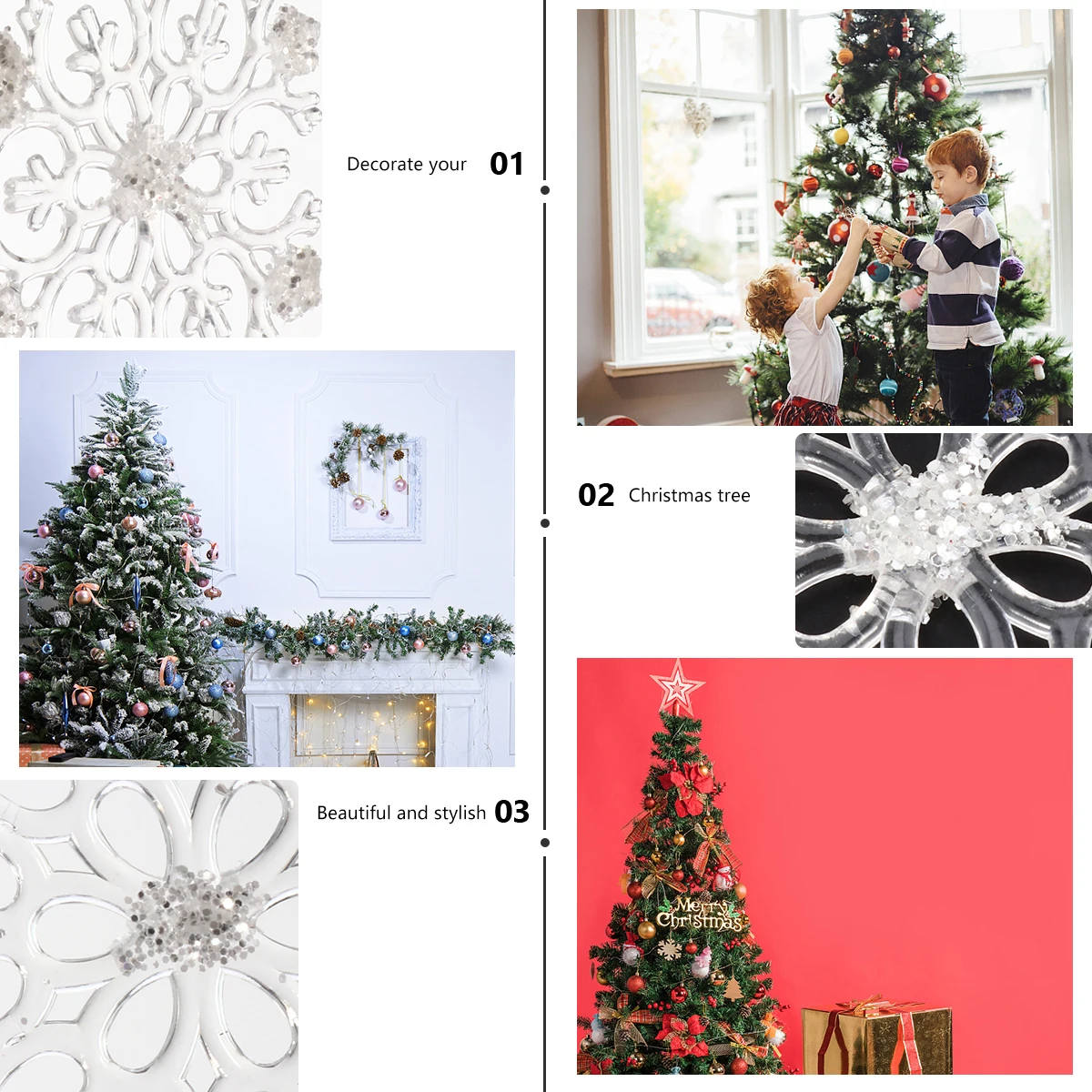 

10Pcs Xmas Tree Snowflake Hanging Decor Creative Christmas Tree Ornaments Simulation Snowflake Pendant Xmas Hanging