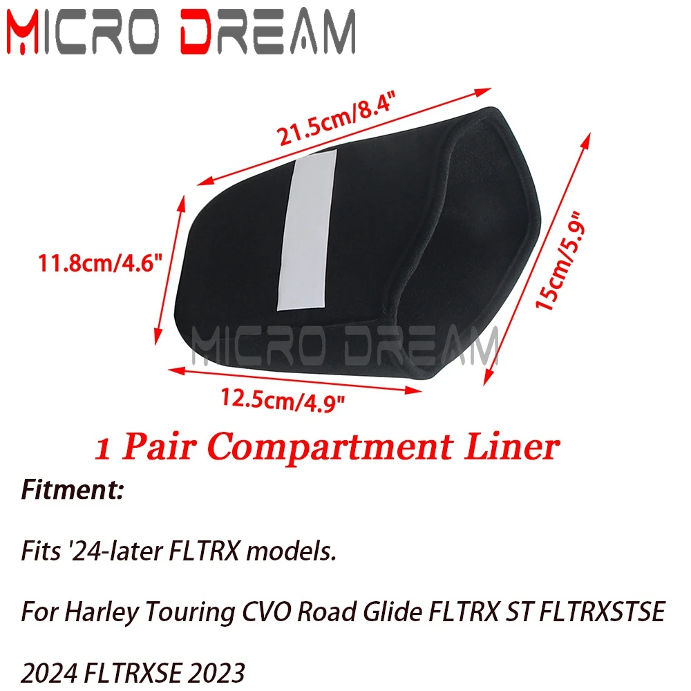 Motorcycle Accessories Black Compartment Liner Felt Finish For Harley Touring CVO Road Glide FLTRX ST FLTRXSTSE 2024 FLTRXSE 23